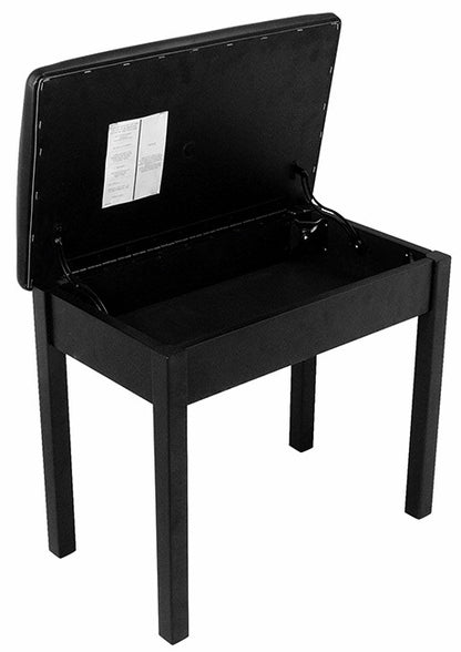 On Stage Keyboard / Piano Bench Flip-Top, Solid Wood & Vinyl in Black