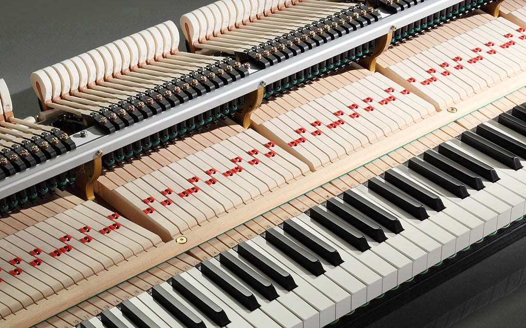 Keybed action of a Kawai grand piano